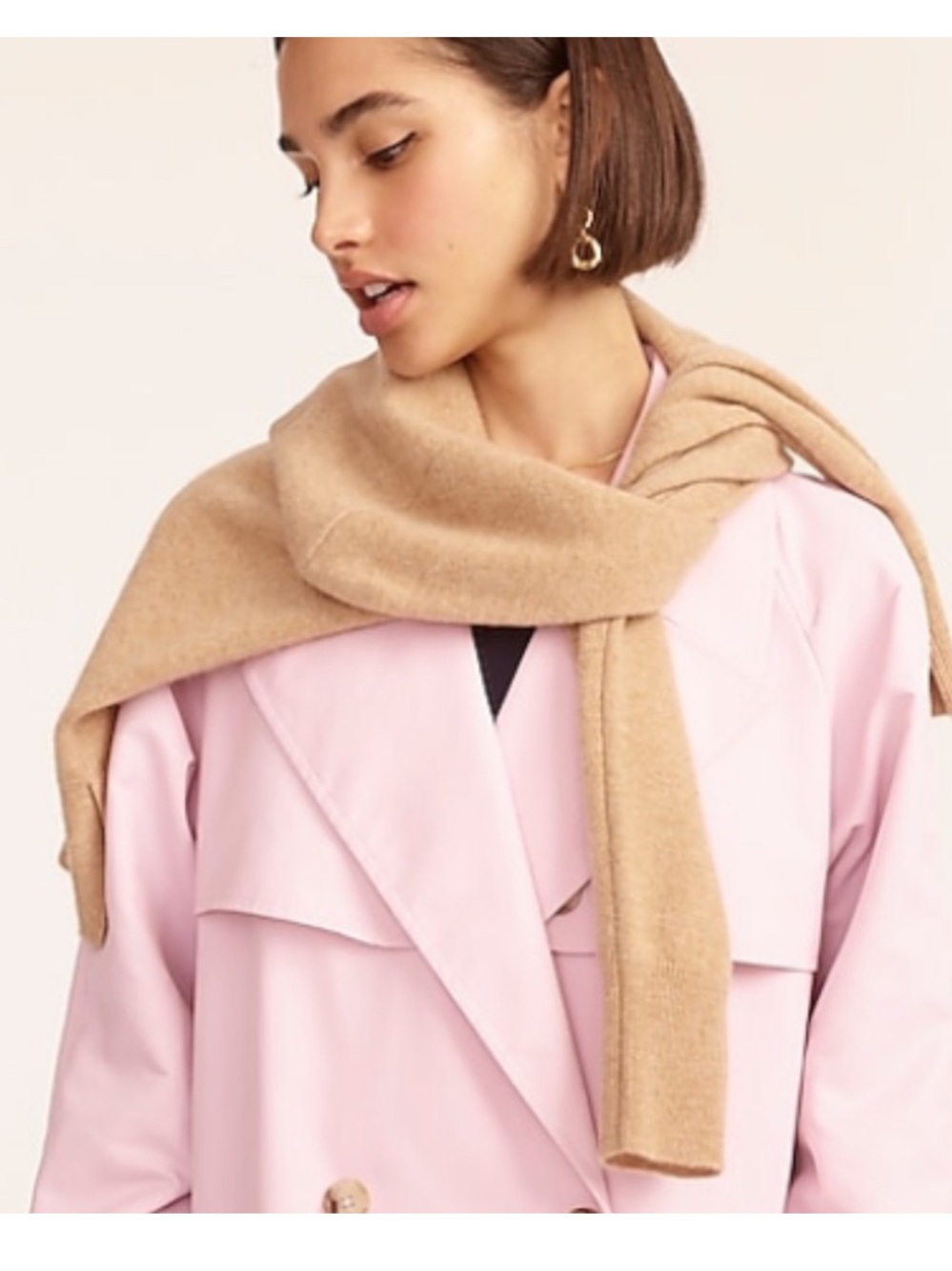 J Crew crew neck classic cashmere sweater tan camel M - Picture 3 of 9